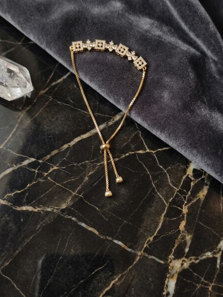 Avni Gold Crystal Geometric Slider Bracelet image 3