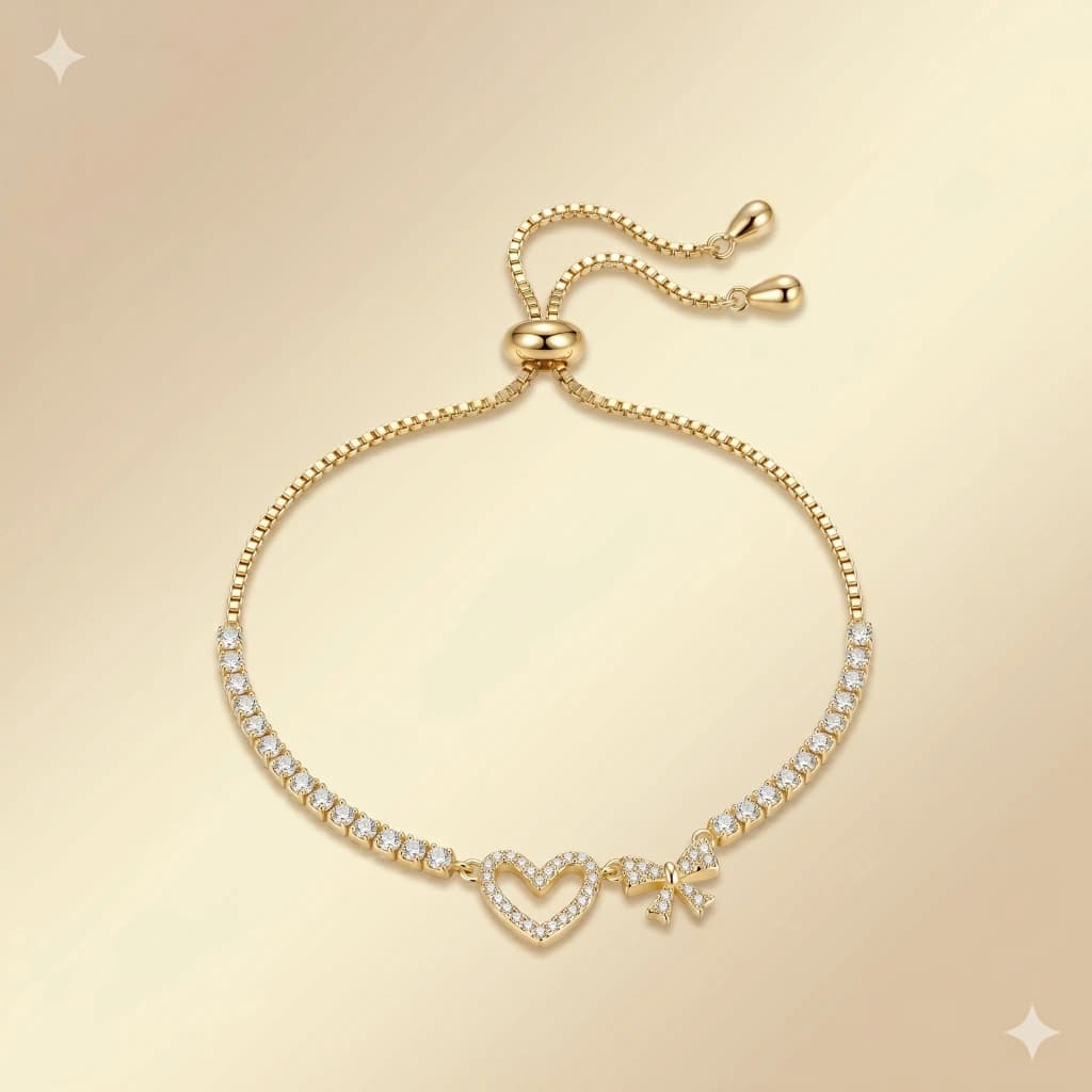 Sia Gold Heart Charm Tennis Bracelet image 1