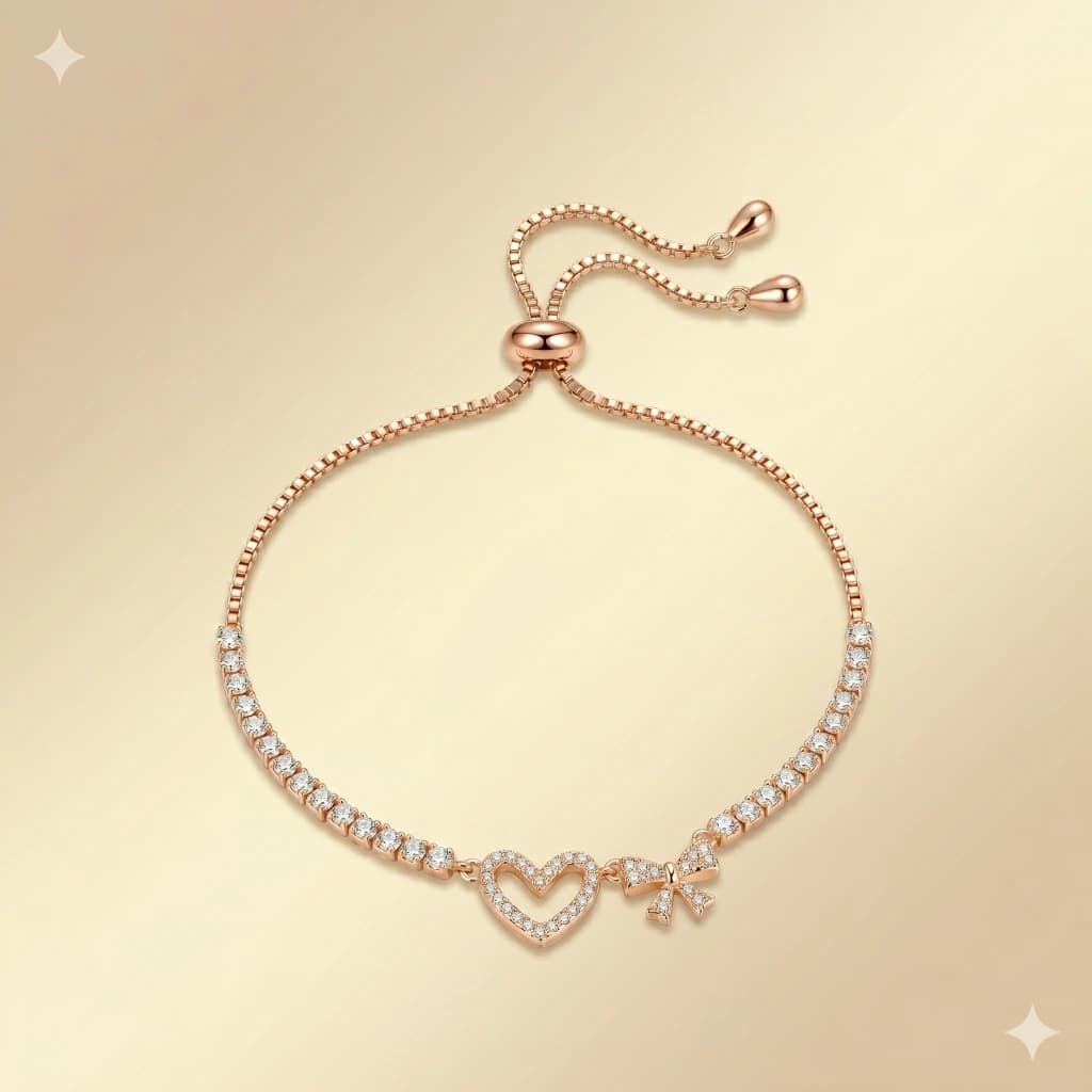 Riya Rose Gold Crystal Slider Bracelet image 1