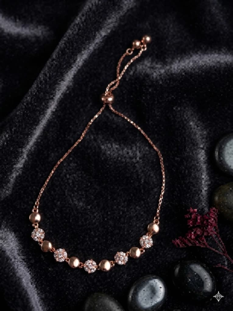 Shanaya Rose Gold Disc Crystal Slider Bracelet image 2