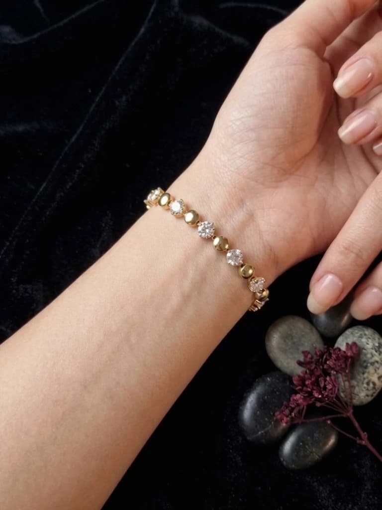 Gold Crystal Disc Slider Bracelet image 1