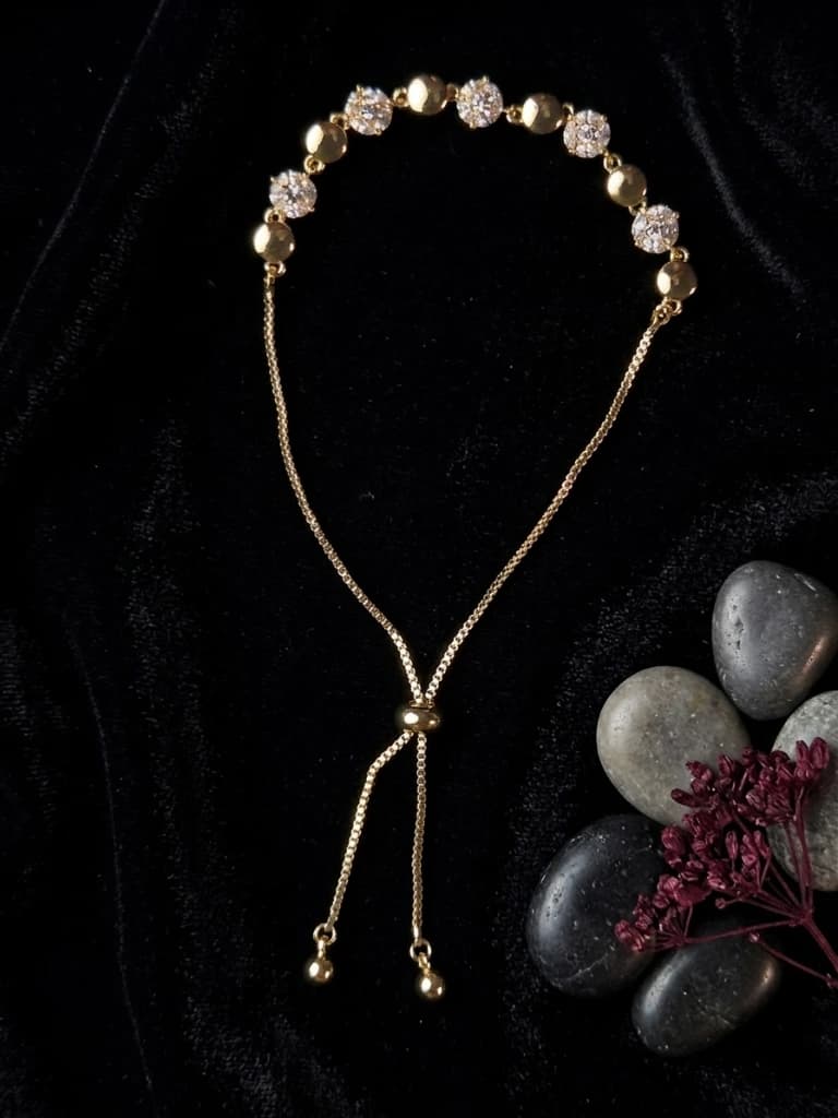 Gold Crystal Disc Slider Bracelet image 2