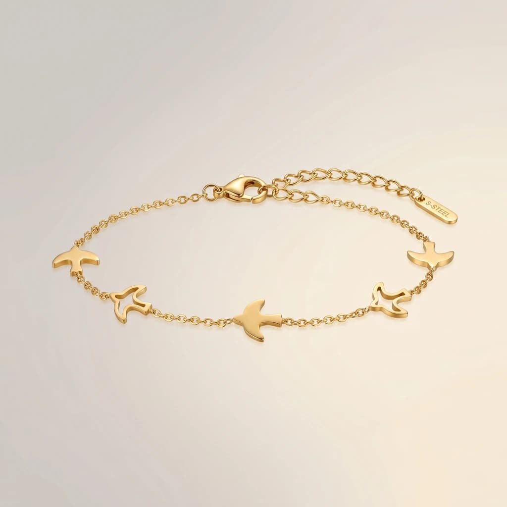 Gold Bird Charm Chain Bracelet image 3