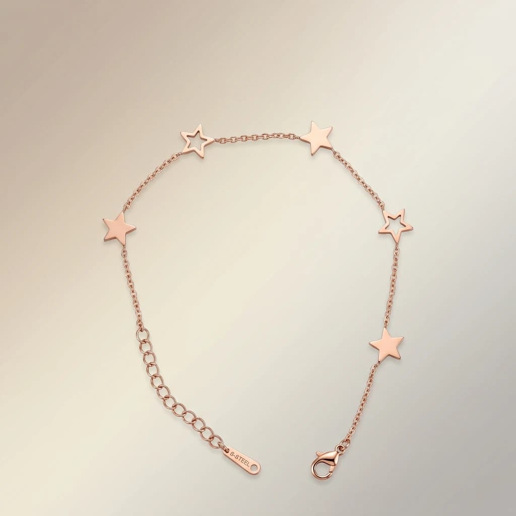 QDORA Rose Gold Minimalist Star Chain Bracelet image 3