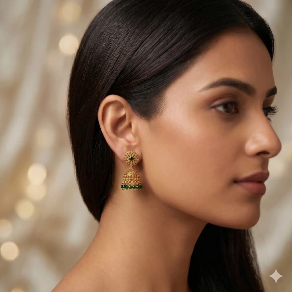 Noor Emerald Heritage Jhumkas image 2