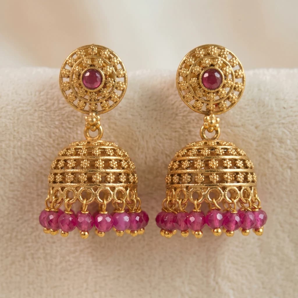 Royale Pink Jhumkas image 1