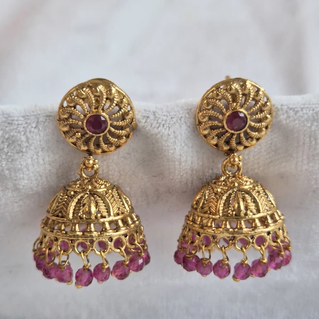 Luxe Crimson Jhumkas image 3