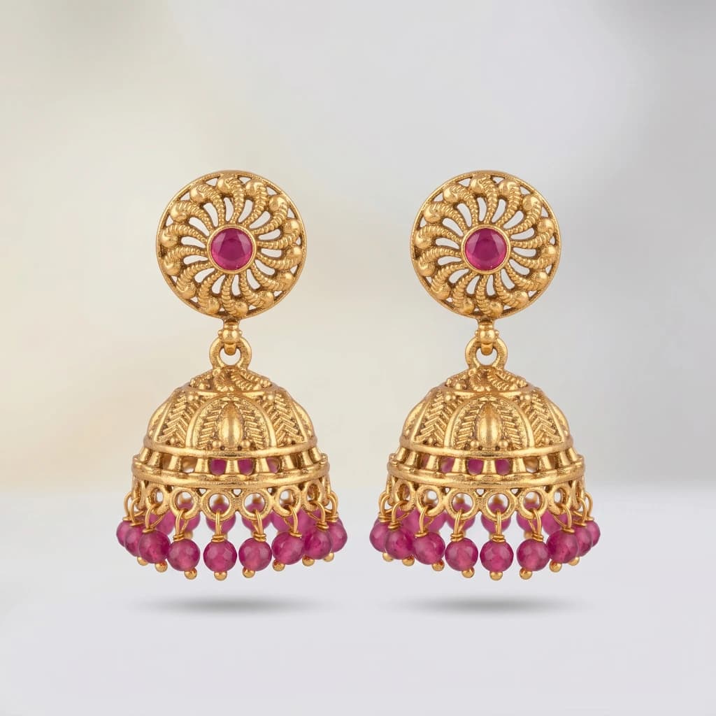 Luxe Crimson Jhumkas image 1