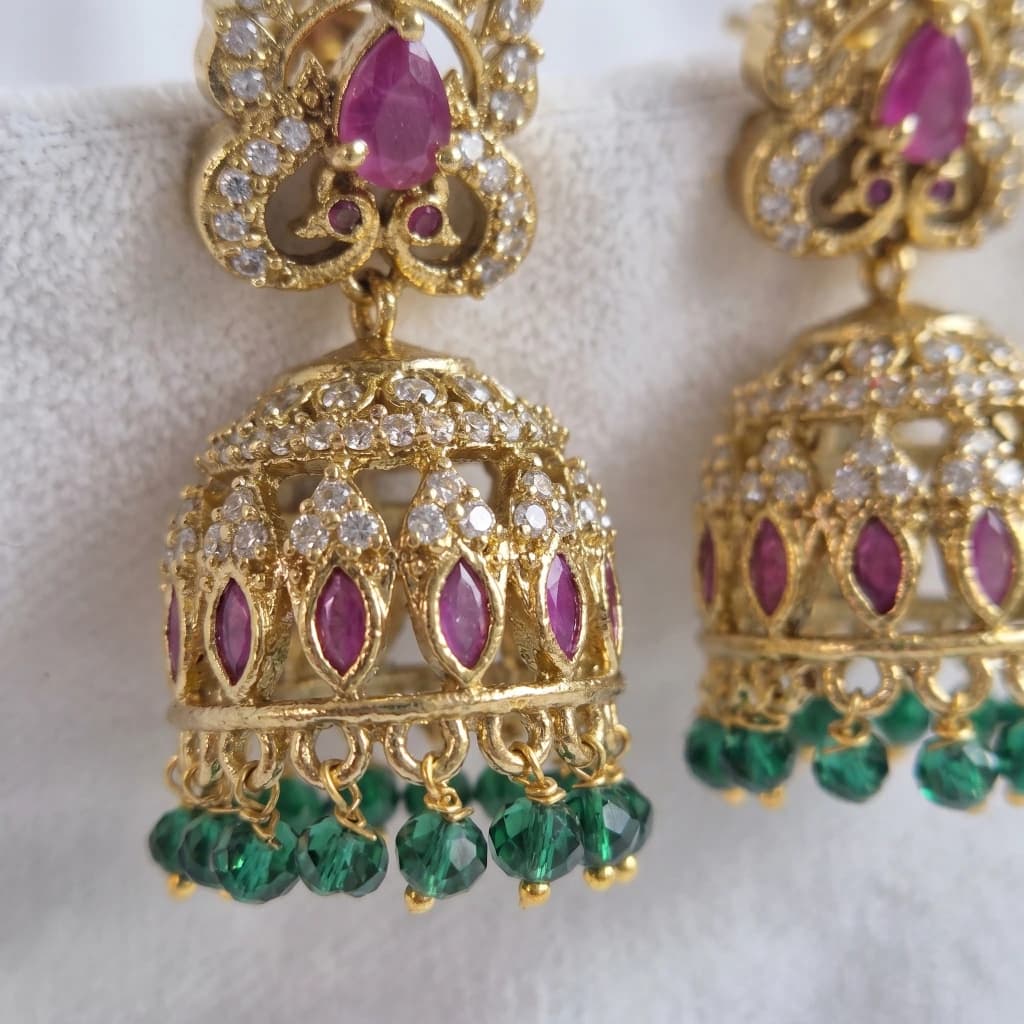 Aavya Crimson Emerald Jhumkas image 3