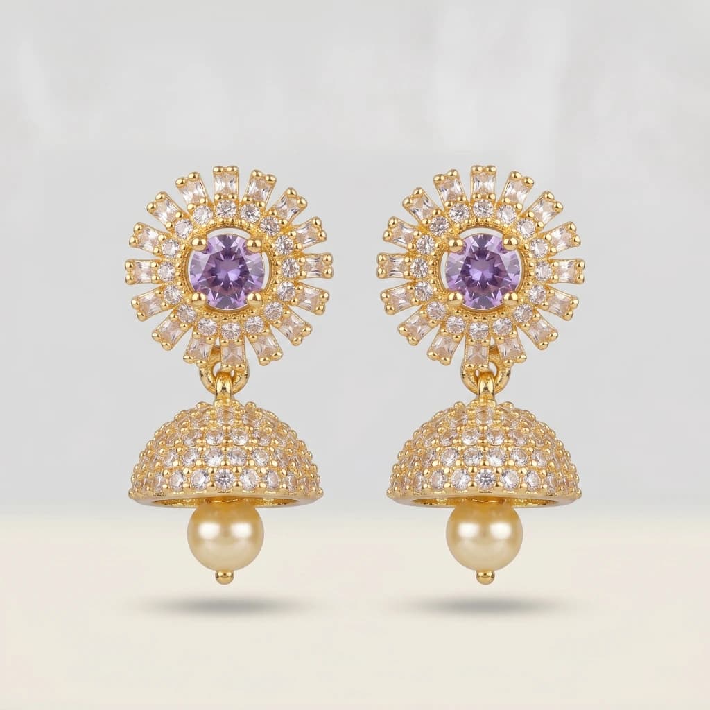 Amara Lavender Jhumkas image 1