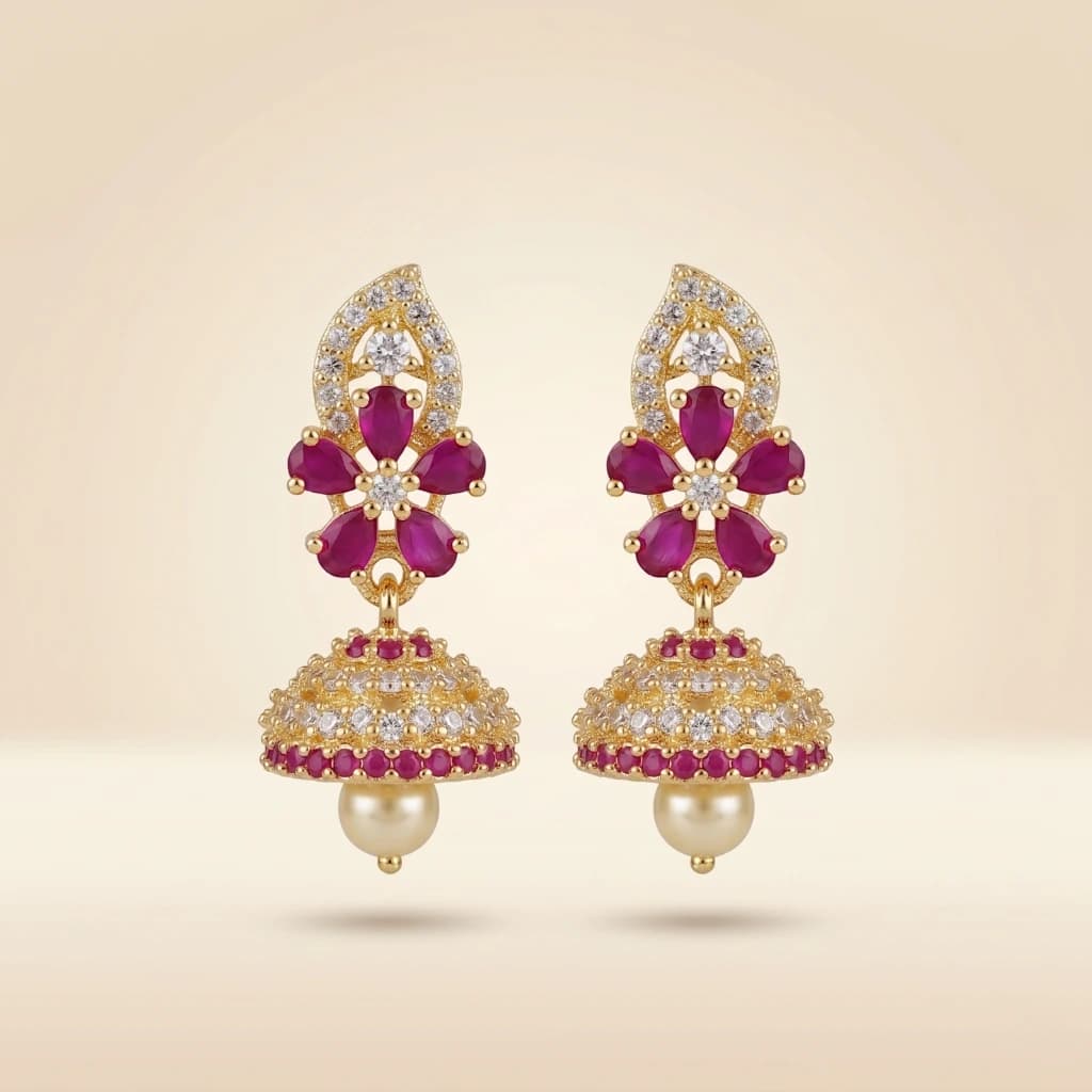Nandini Floral Jhumkas image 1