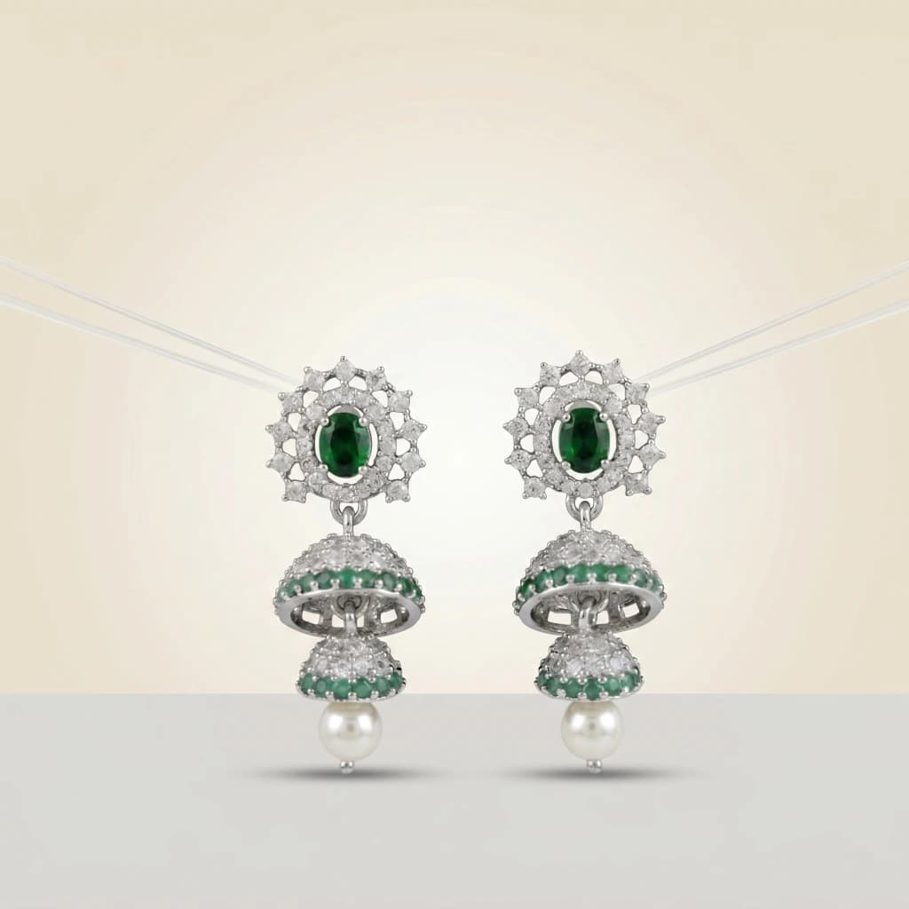 Vanya Emerald Tiered Jhumkas image 2