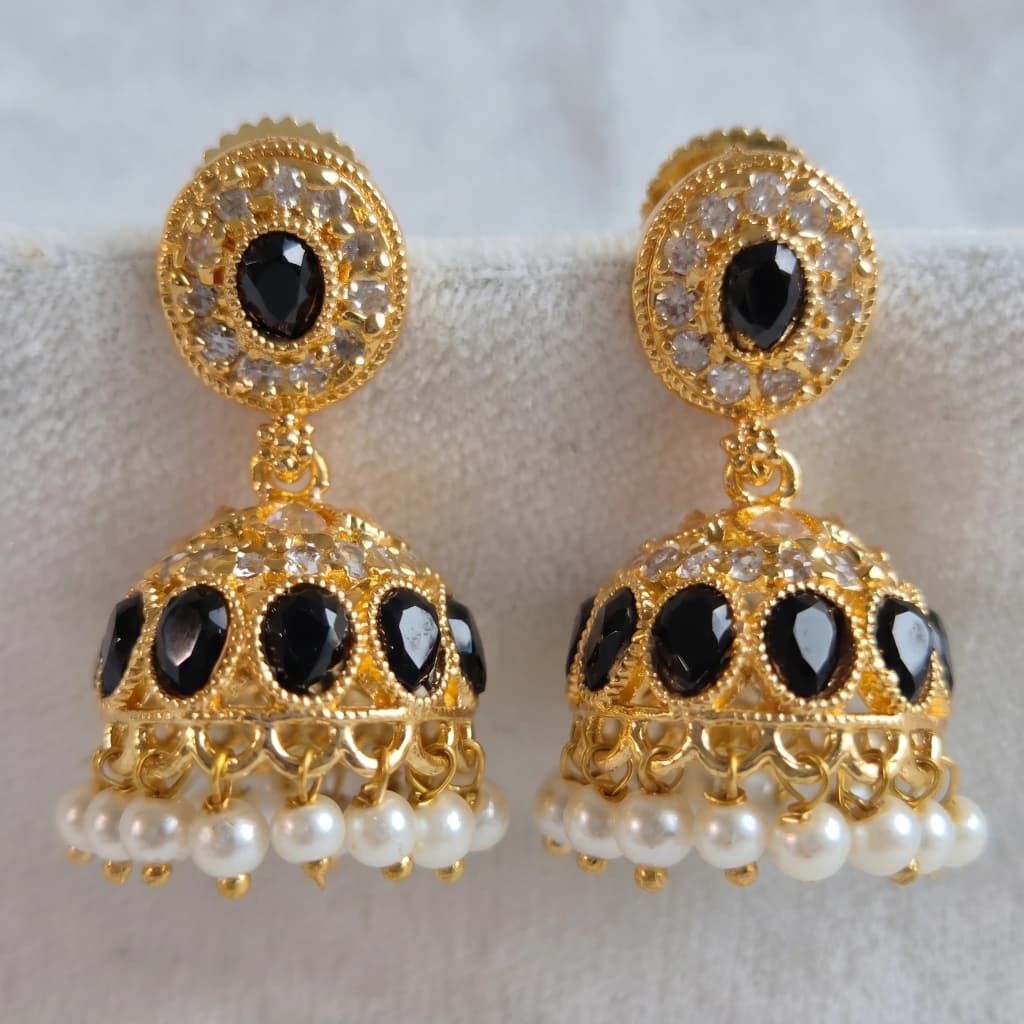 Meera Onyx Jhumkas image 1