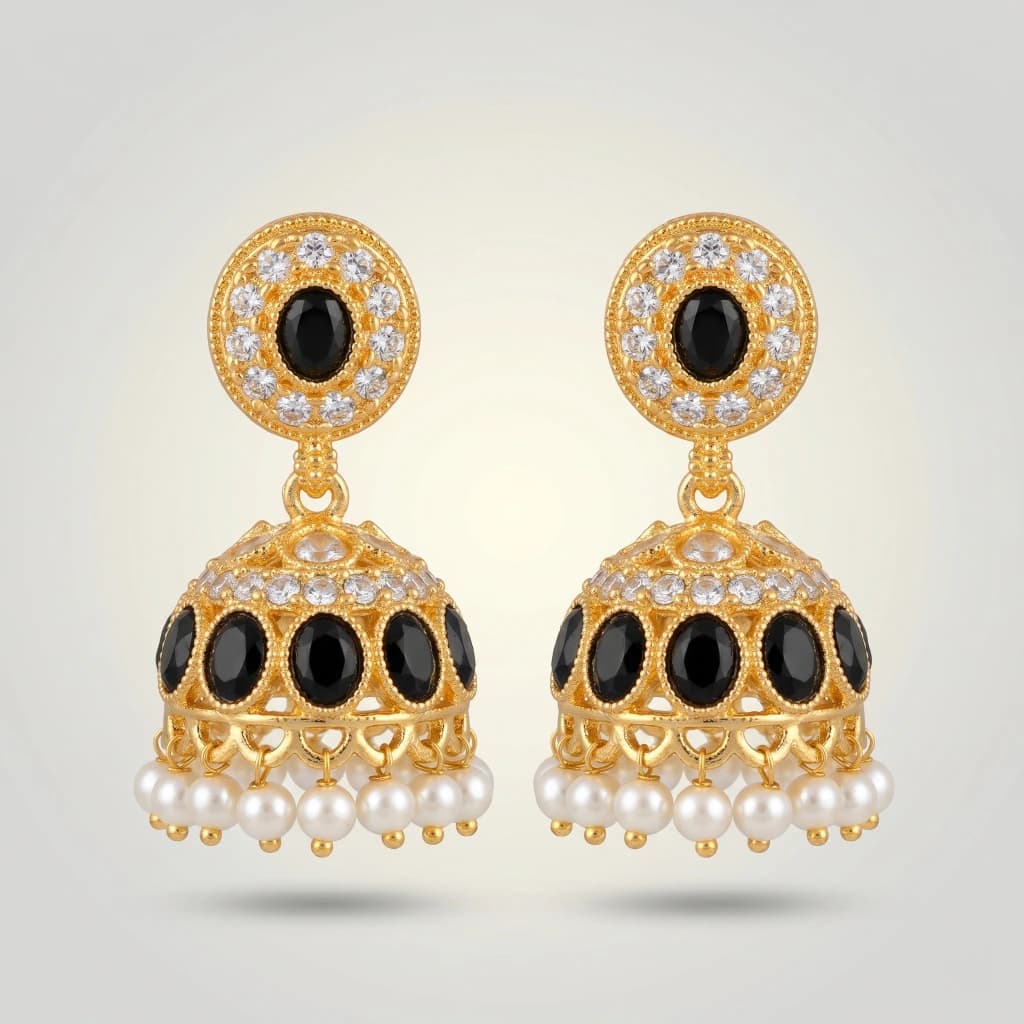 Meera Onyx Jhumkas image 3