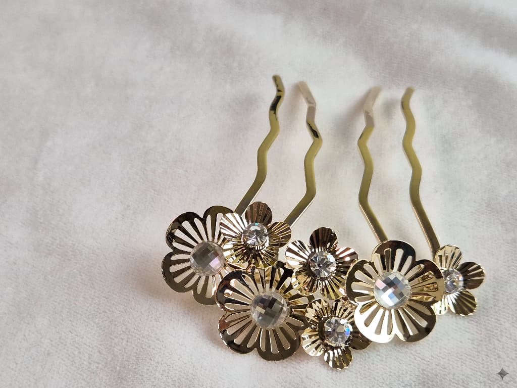 QDORA Gold Crystal Floral Juda Pin image 4