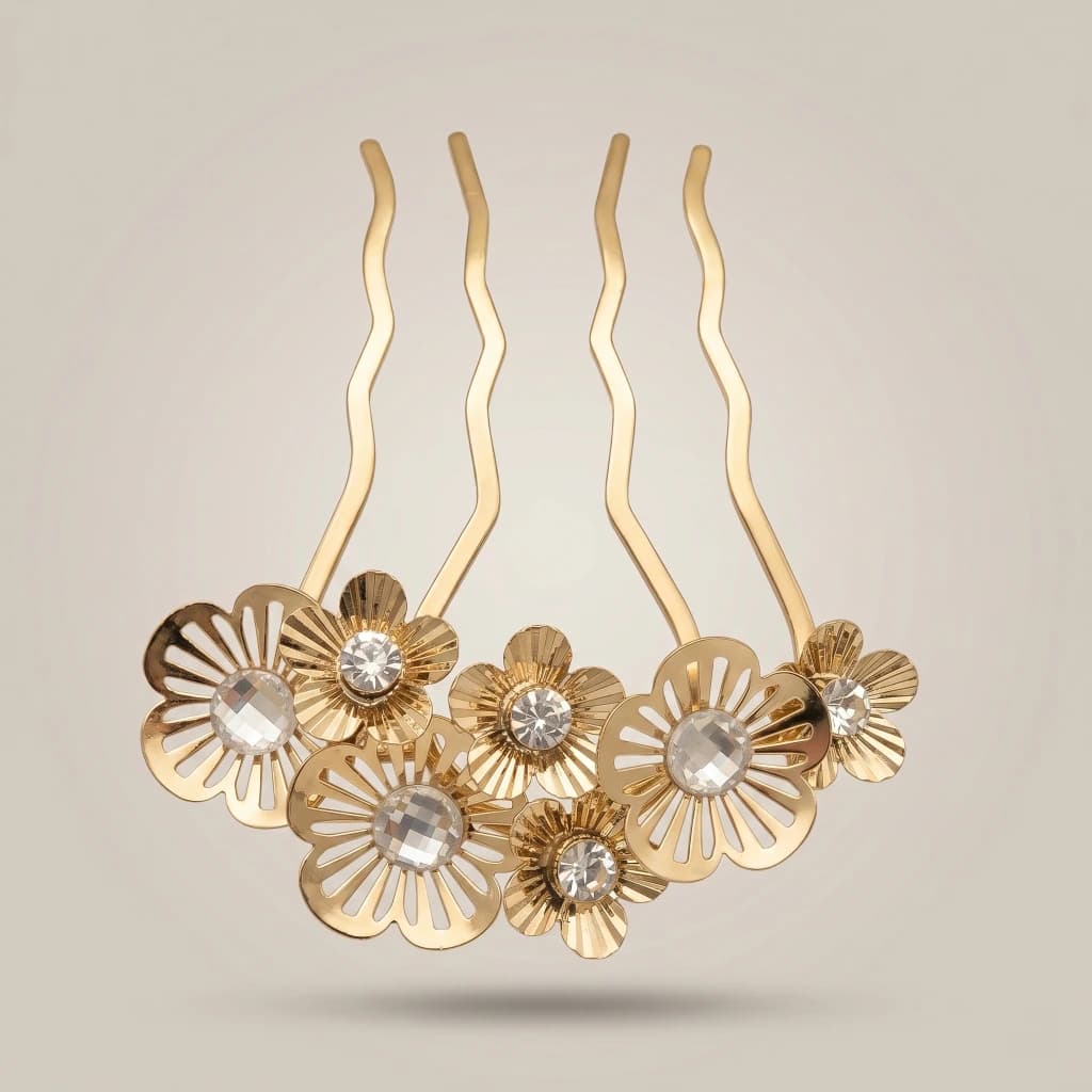 QDORA Gold Crystal Floral Juda Pin image 1