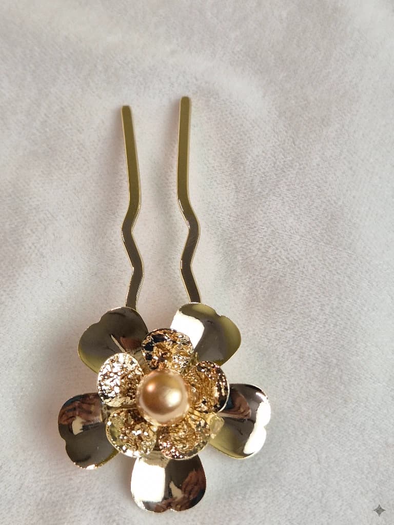 QDORA Gold Golden Pearl Floral Juda Pin image 3