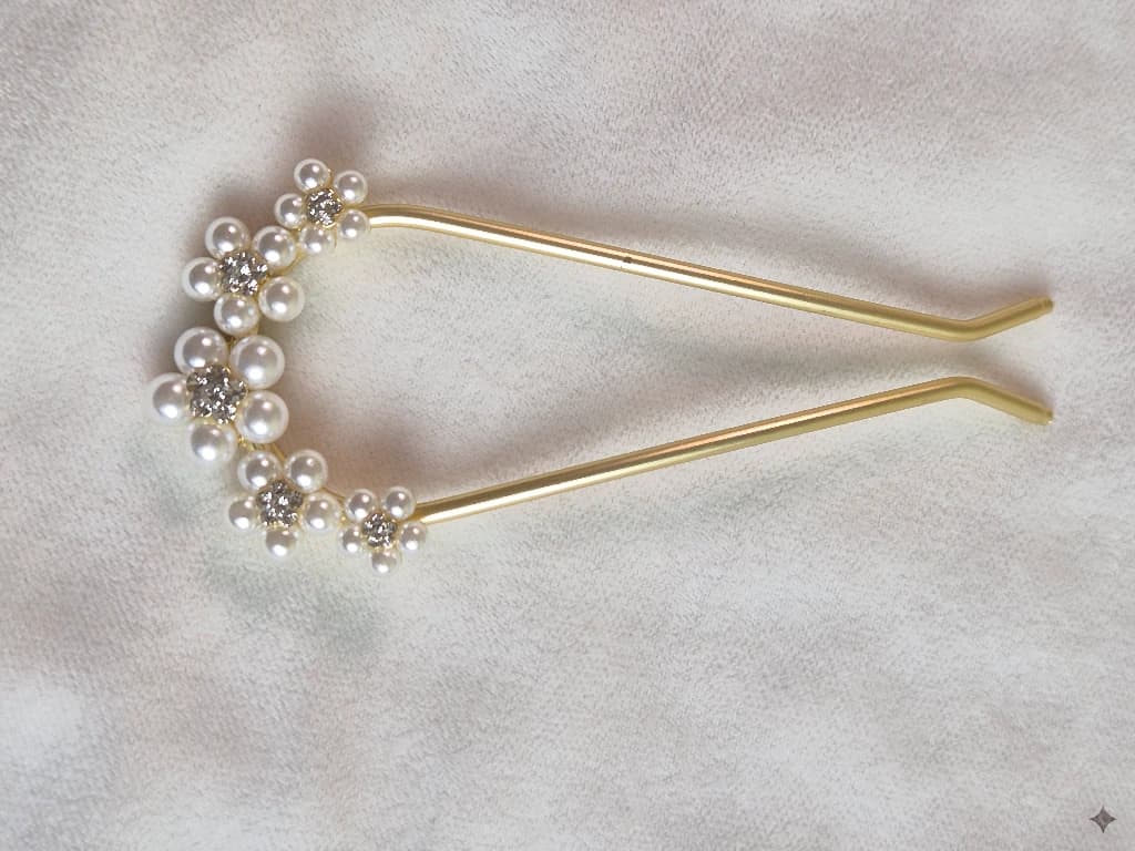 QDORA Gold Pearl Floral Bridal Juda Pin image 4