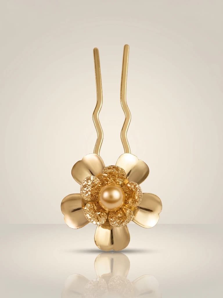 QDORA Gold Golden Pearl Floral Juda Pin image 1