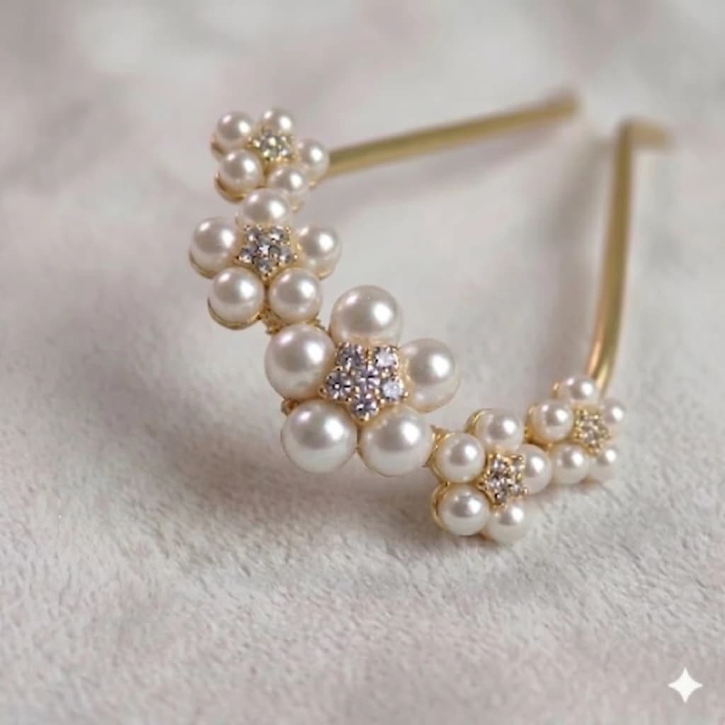 QDORA Gold Pearl Floral Bridal Juda Pin image 1
