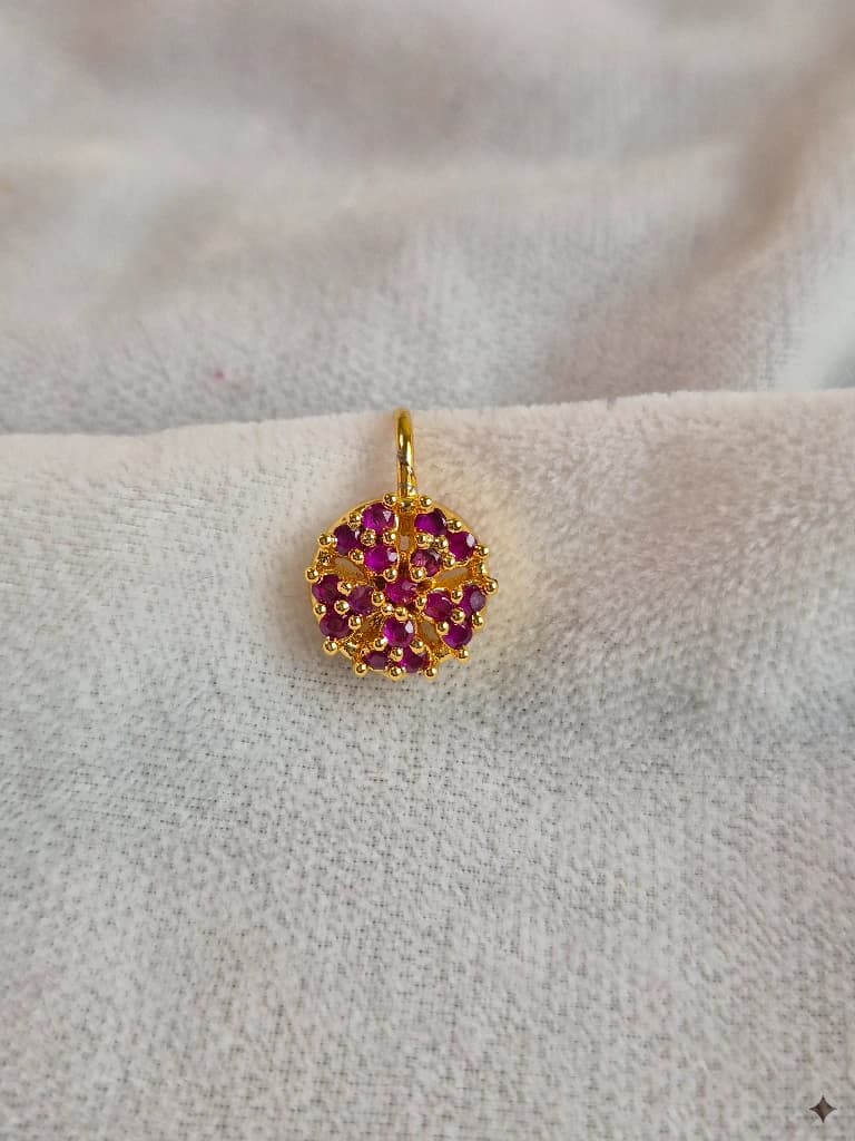QDORA Gold Pink Stone Round Nose Ring Cuff image 3