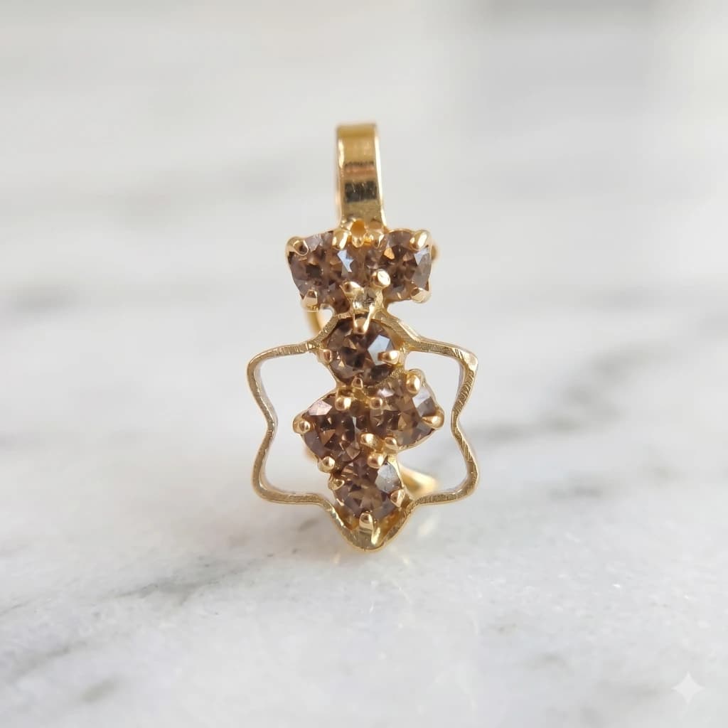 QDORA Gold Brown Crystal Star Nose Ring Cuff image 2