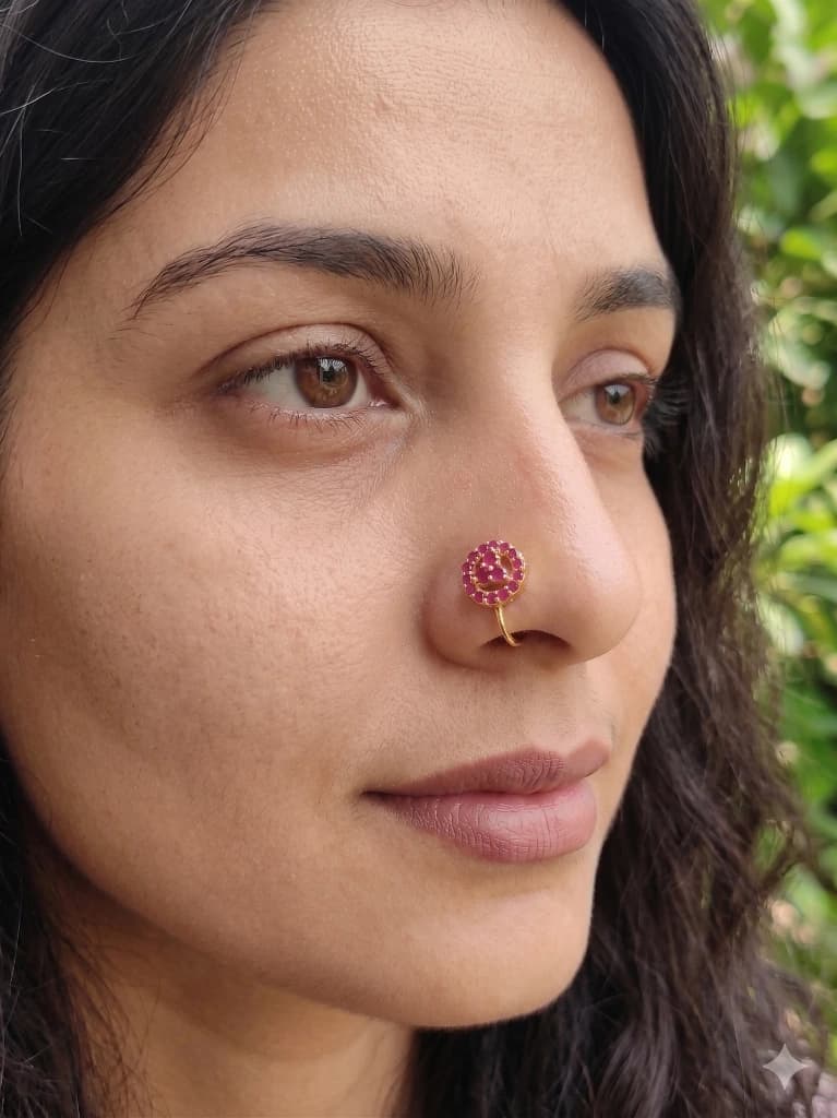 QDORA Gold Pink Stone Round Nose Cuff image 1