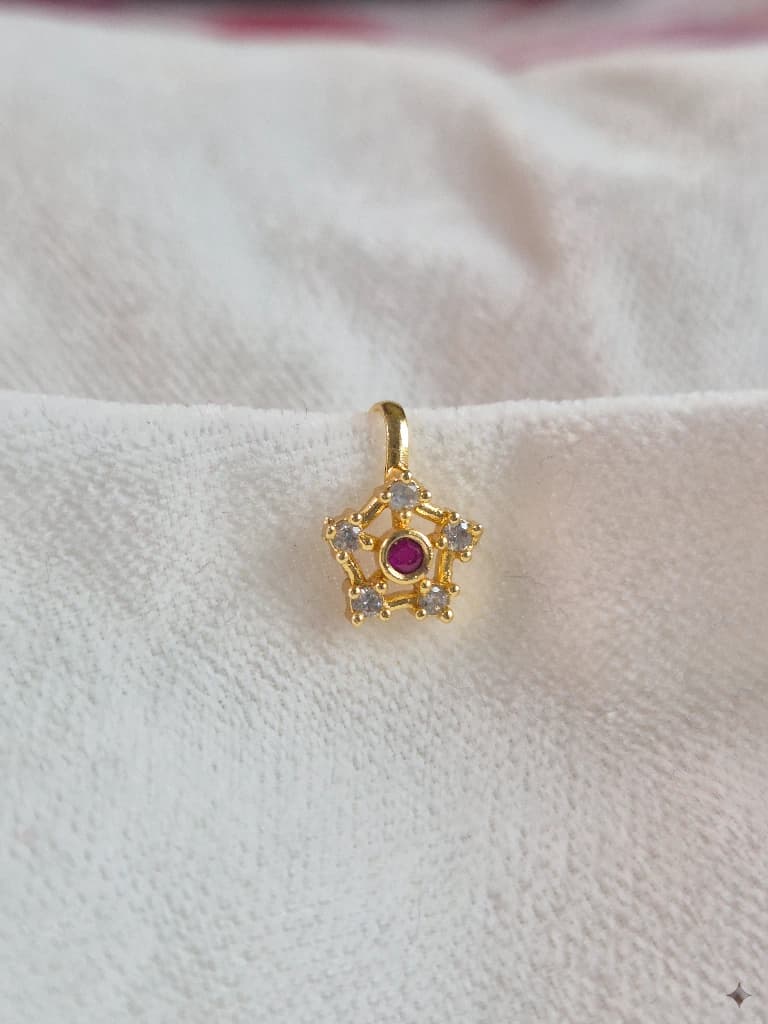 QDORA Gold Pink Stone Star Nose Cuff image 3