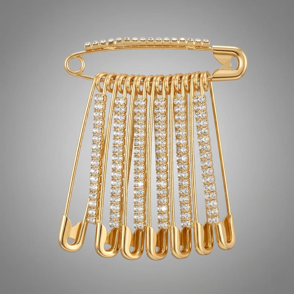 QDORA Gold Crystal Safety Saree Pin image 1