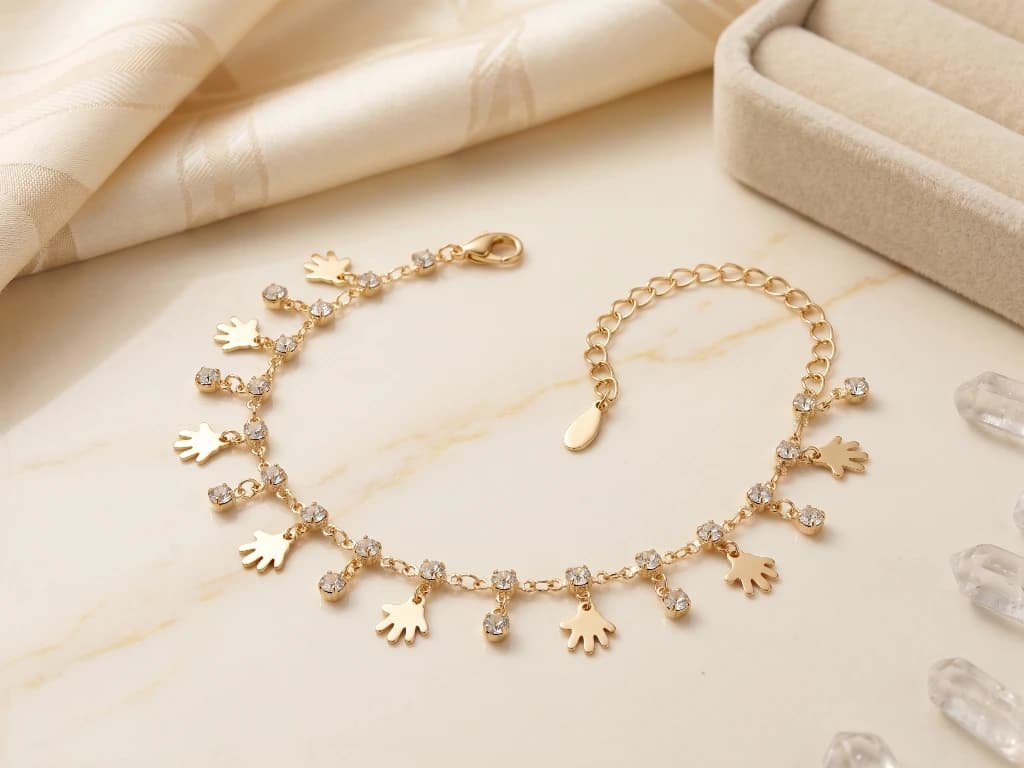 QDORA Gold Crystal Charm Anklet image 1