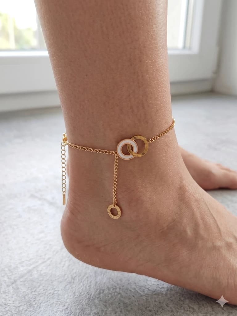 QDORA Gold Roman Numeral Circle Charm Anklet image 3