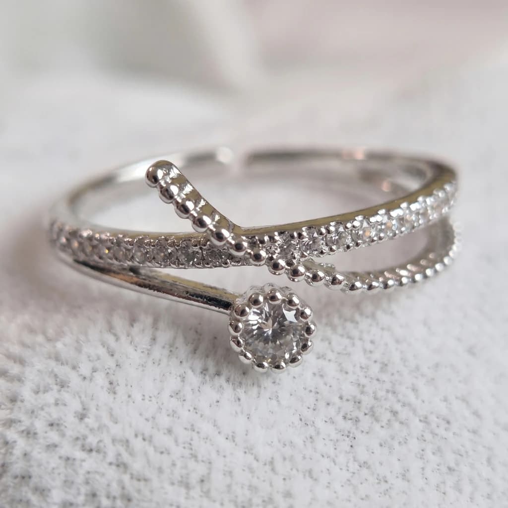 QDORA Silver Cross Multi Layer Open Ring image 3