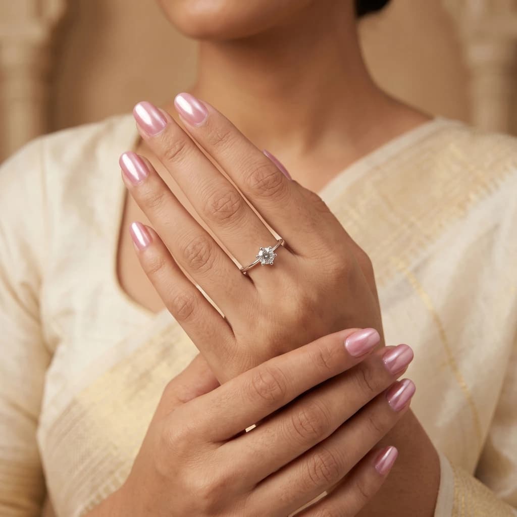 QDORA Silver Solitaire Crystal Open Ring image 2