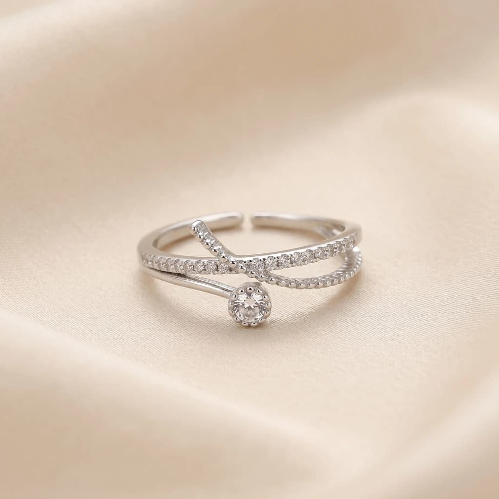 QDORA Silver Cross Multi Layer Open Ring image 2