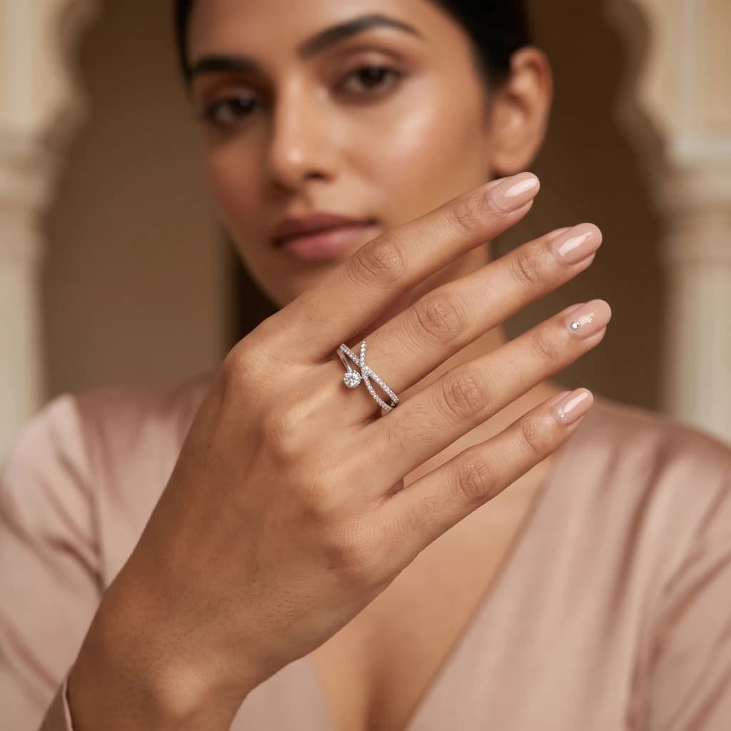 QDORA Silver Cross Multi Layer Open Ring image 1