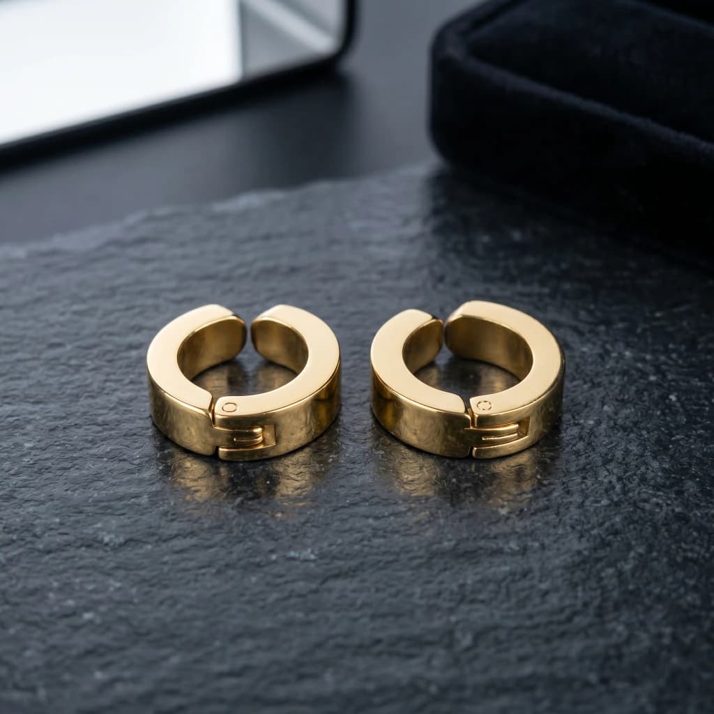 QDORA Gold Stainless Steel Non Pierced Earrings image 1
