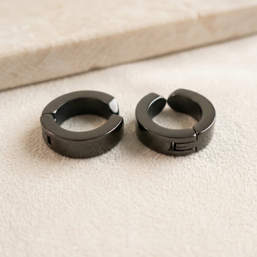 QDORA Black Stainless Steel Non Pierced Earrings image 2