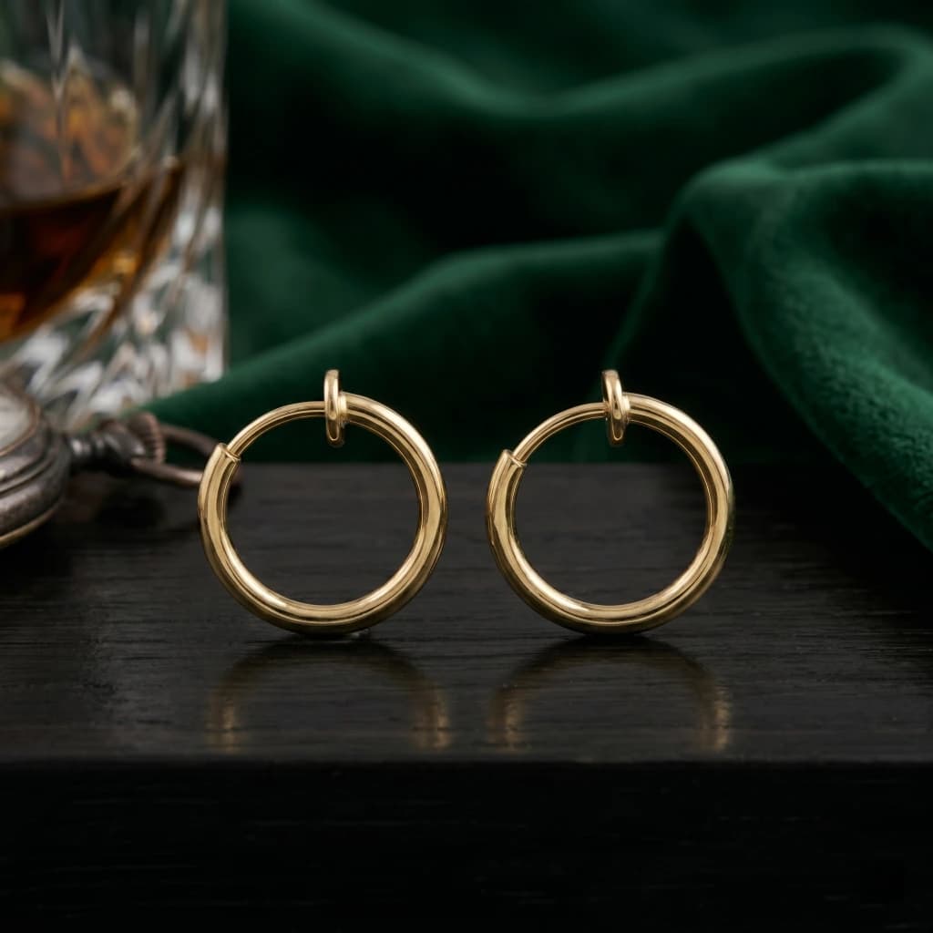 QDORA Gold Stainless Steel Non Pierced Hoop Earrings image 1