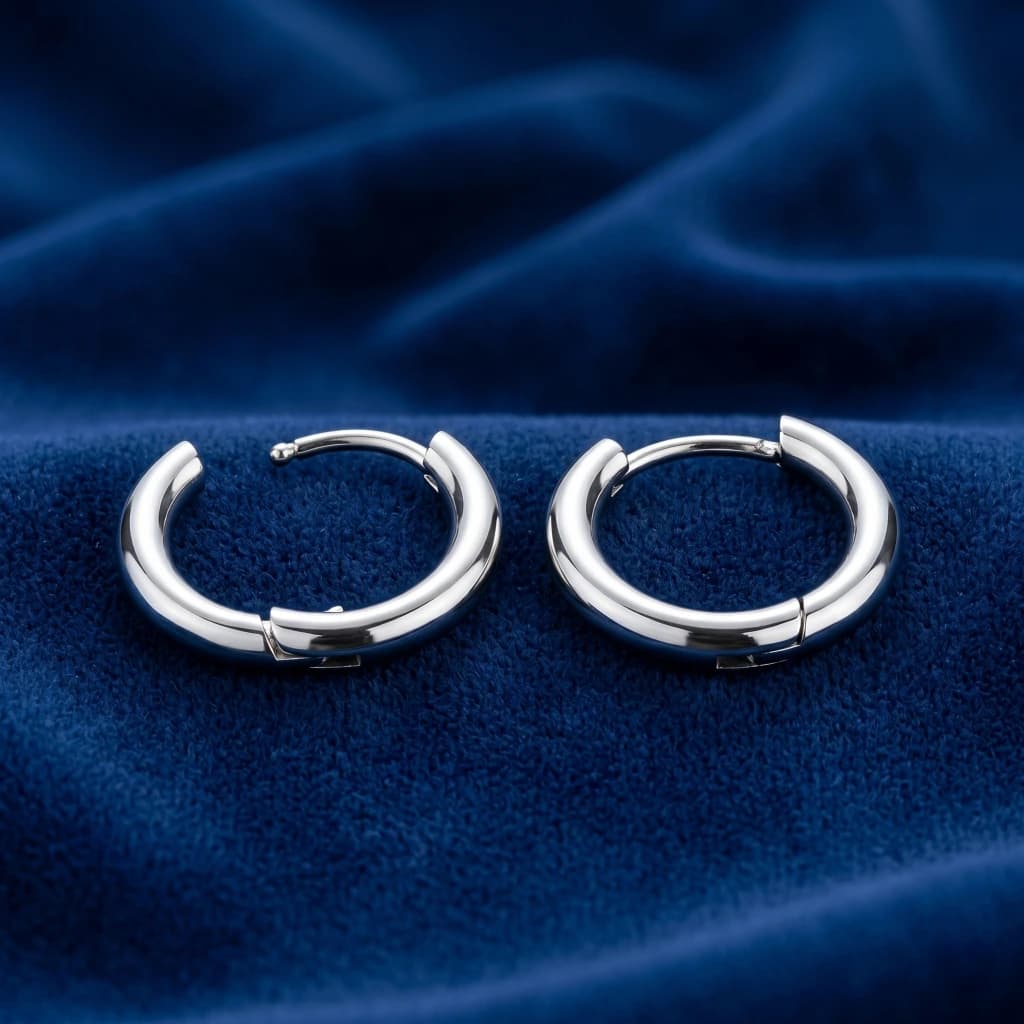 QDORA Silver Stainless Steel Pierced Hoop Earrings image 1