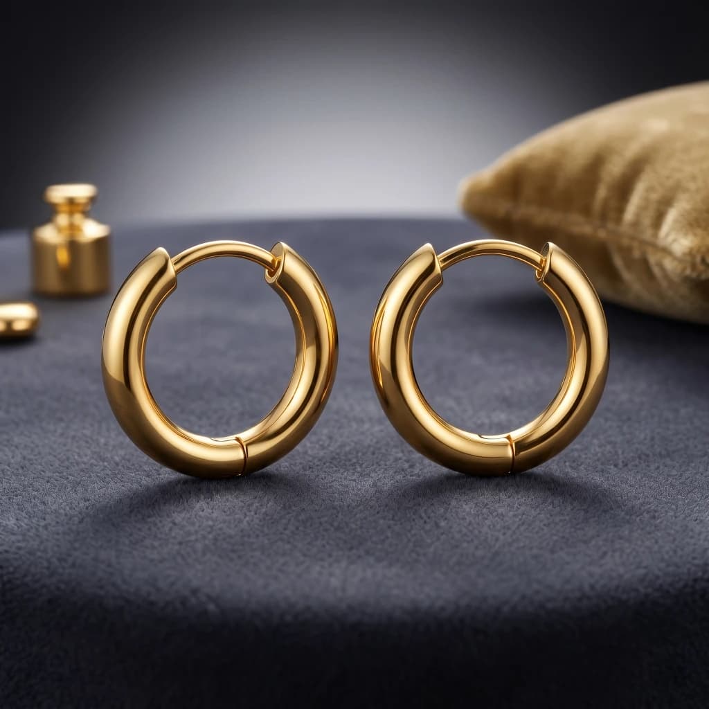 QDORA Gold Stainless Steel Pierced Hoop Earrings image 1