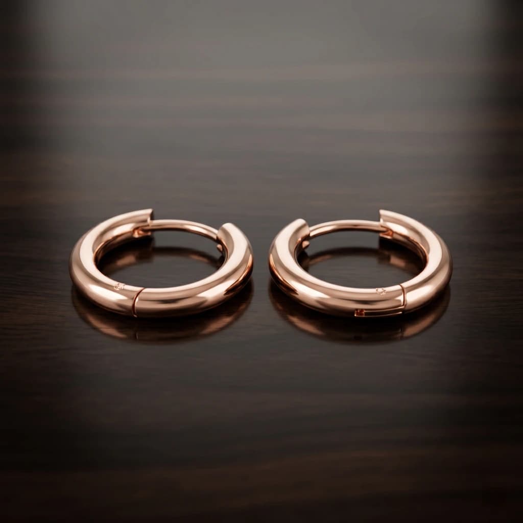 QDORA Rose Gold Stainless Steel Pierced Hoop Earrings image 1