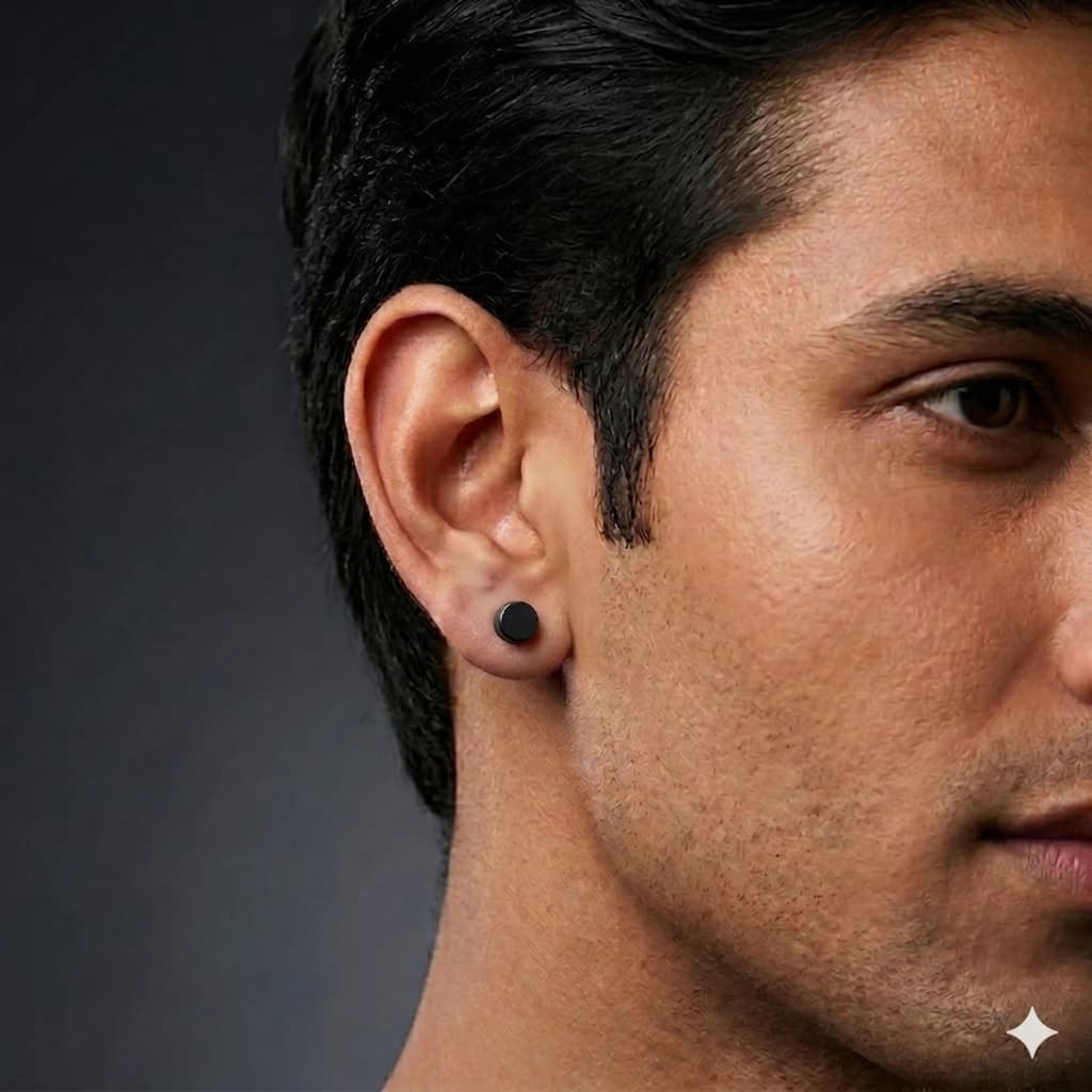 QDORA Matte Black Minimal Round Magnetic Earrings image 1