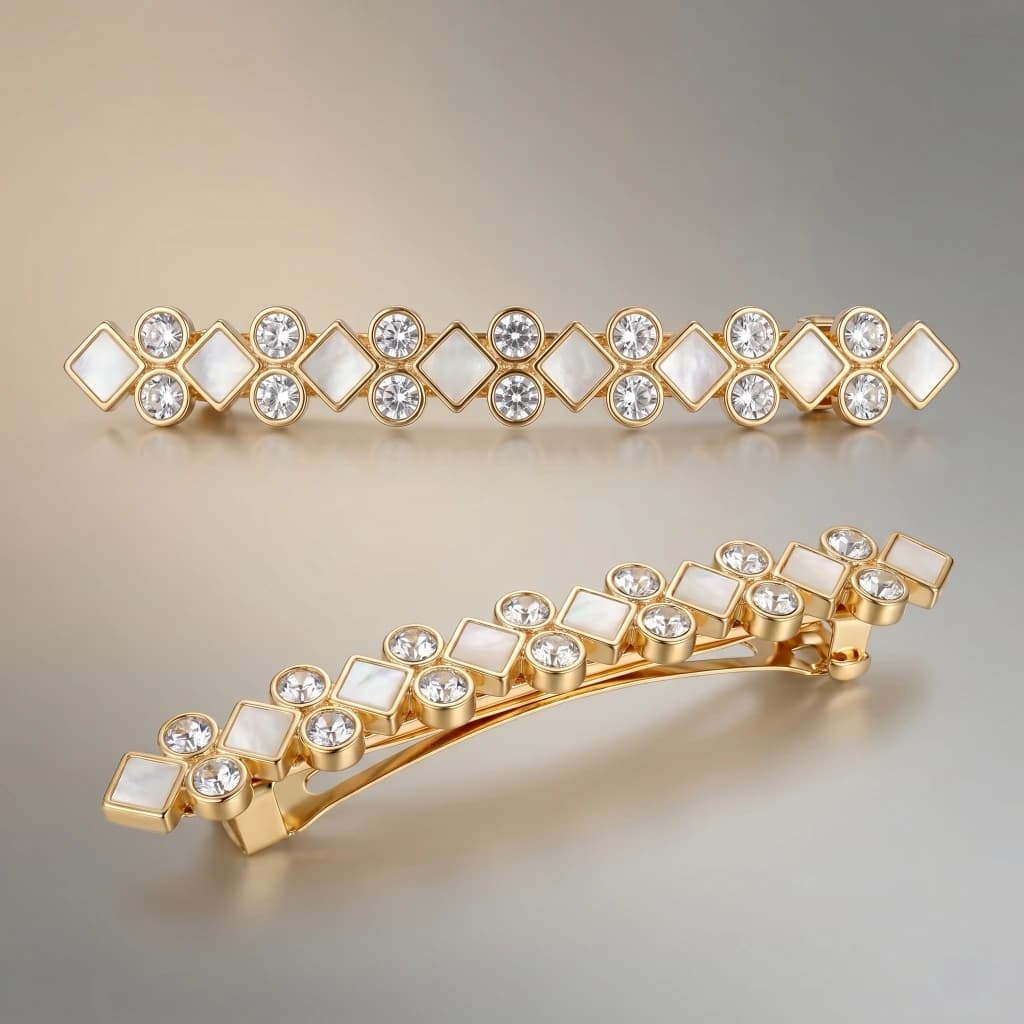 QDORA Gold Geometric Crystal French Barrette image 3