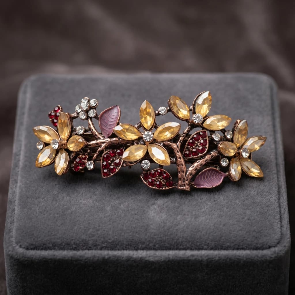 QDORA Bronze Antique Floral French Barrette image 1