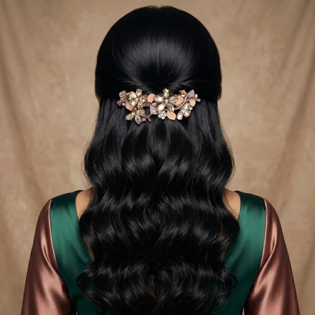 QDORA Rose Gold Antique Floral French Barrette image 2