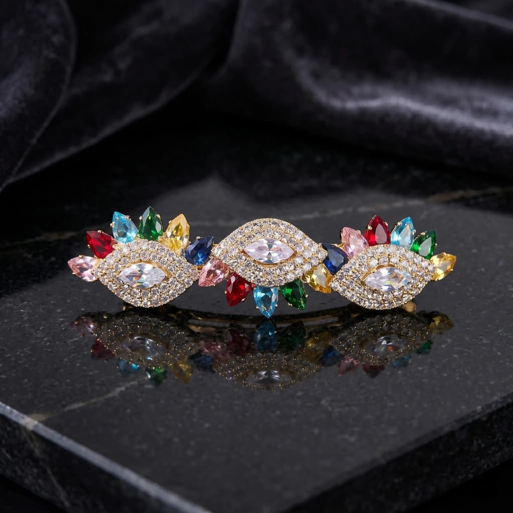 QDORA Gold Multicolor Crystal Barrette image 1