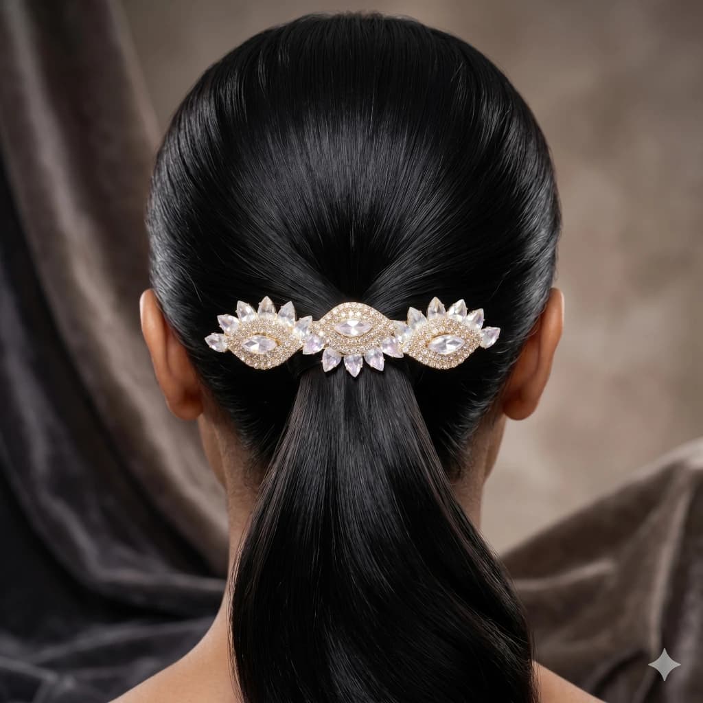 QDORA Gold White Crystal Barrette image 2