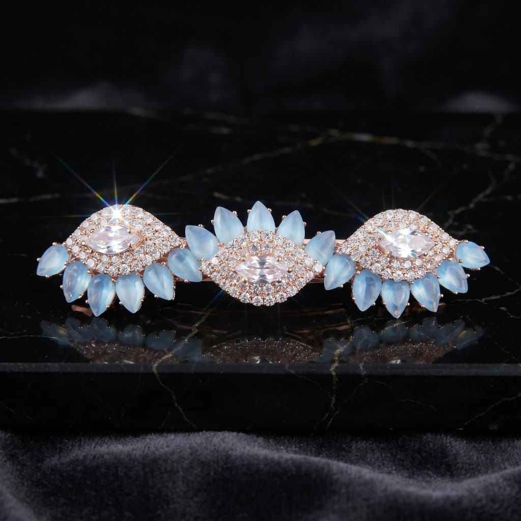 QDORA Rose Gold Blue Crystal Barrette image 1