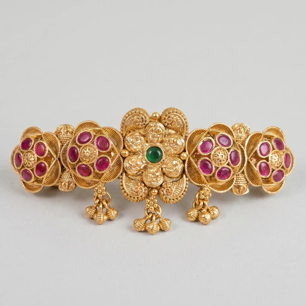 QDORA Gold Ruby Temple Work Barrette image 1