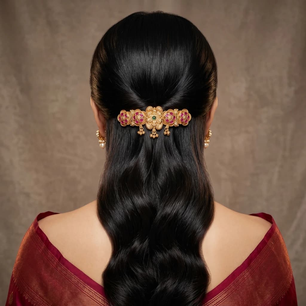 QDORA Gold Ruby Temple Work Barrette image 2